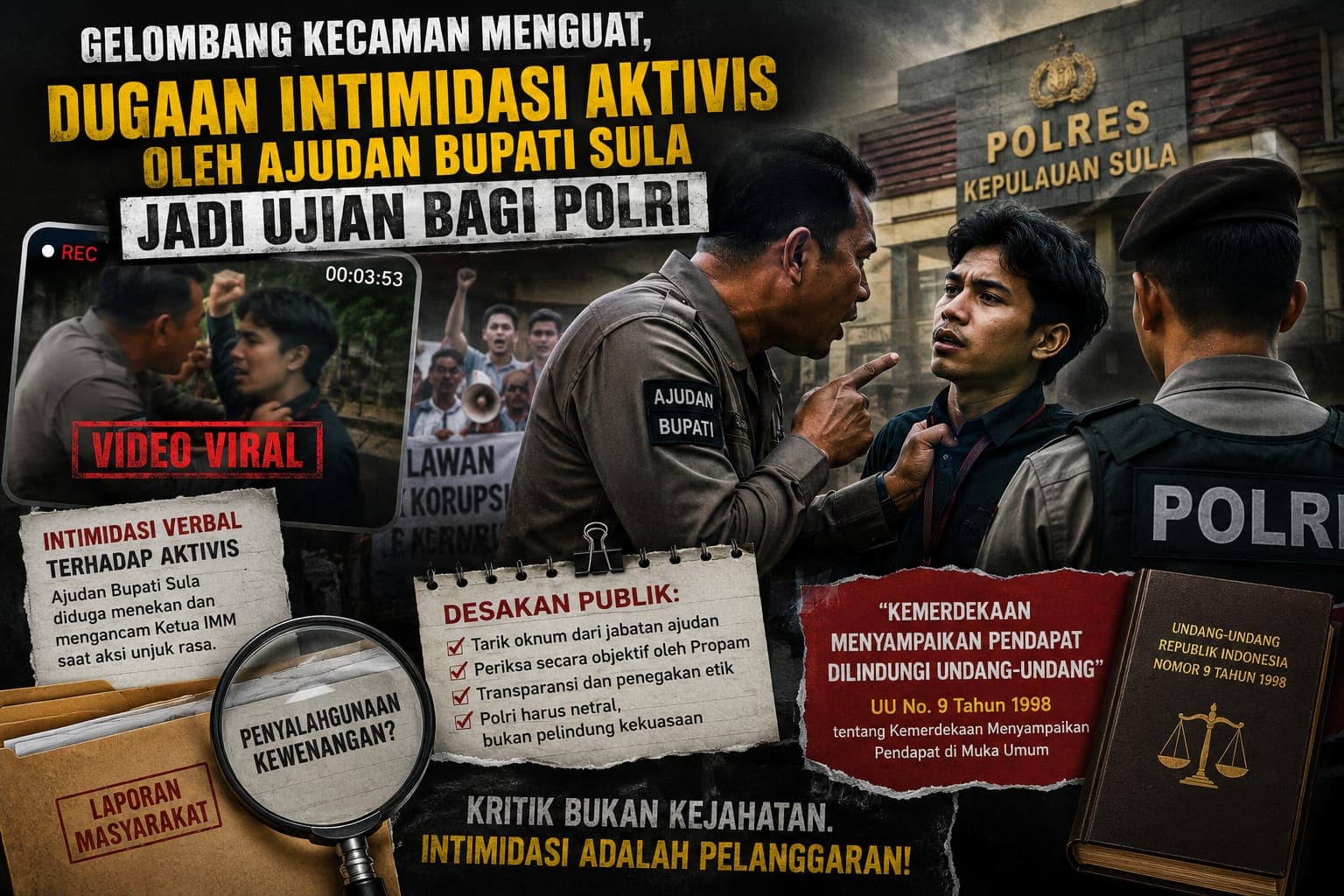 gelombang-kecaman-menguat-dugaan-intimidasi-aktivis-oleh-ajudan-bupati-sula-jadi-ujian-bagi-polri